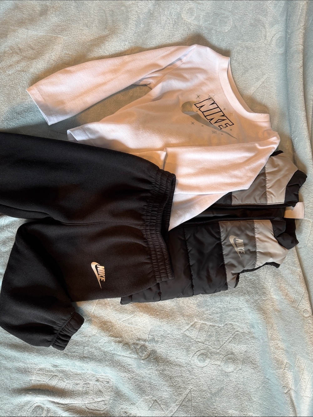Nike Kids Black Joggers set with White Logo